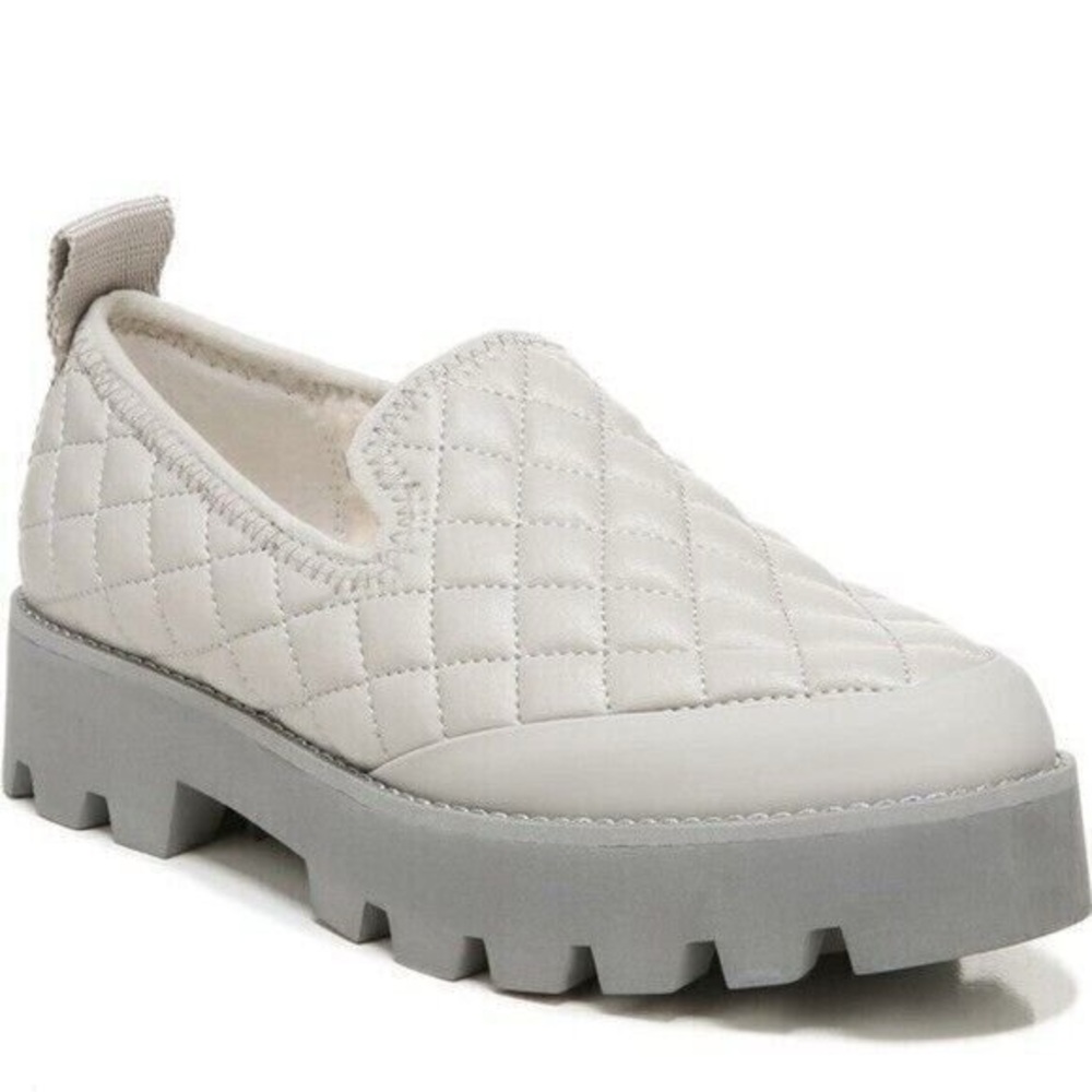 Franco Sarto White and Gray Quilted Slip-On Loafers - Women’s Size 7.5 M